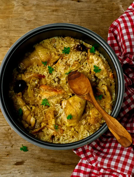 Stewed chicken with rice — Stock Photo, Image