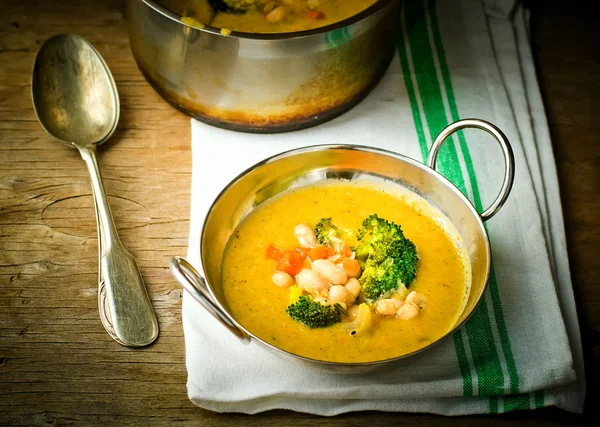 Haricot de légumes et soupe de brocoli — Photo