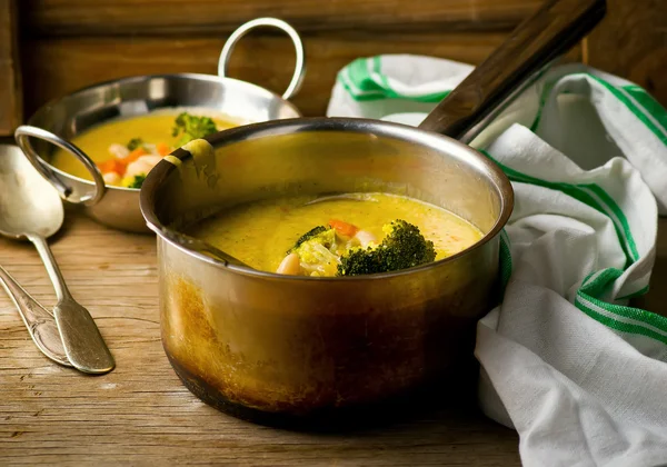 Vegetable haricot and broccoli soup — Stock Photo, Image