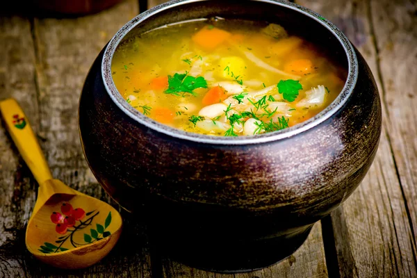 Shchi, traditional Russian soup from cabbage. — Stock Photo, Image