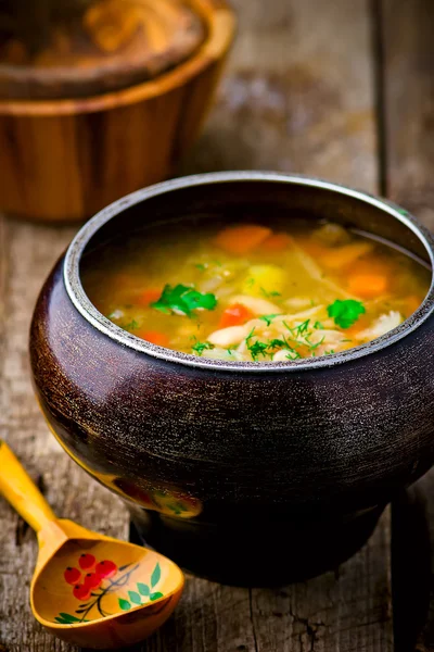 Shchi, traditional Russian soup from cabbage. — Stock Photo, Image