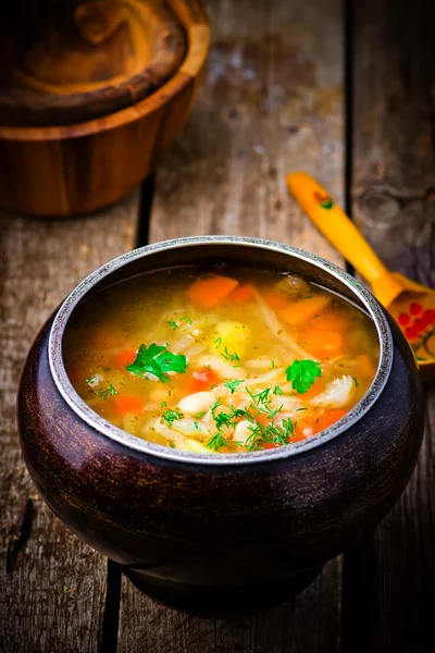 Shchi, sopa russa tradicional de repolho . — Fotografia de Stock