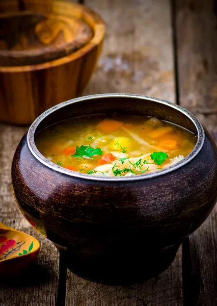 Shchi, traditional Russian soup from cabbage. — Stock Photo, Image