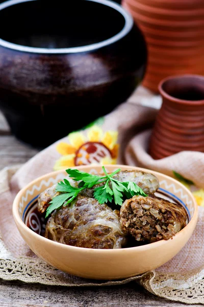 Grechanik au foie, un plat de cuisine ukrainienne traditionnelle . — Photo