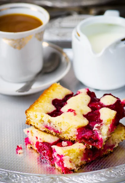 Slices of pie with cherry — ストック写真