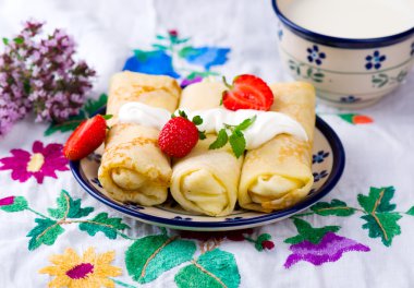 Yaz kırsal kahvaltı krep