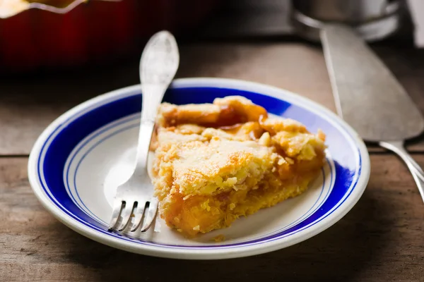 Piece of homemade peaches  pie — Stock Photo, Image
