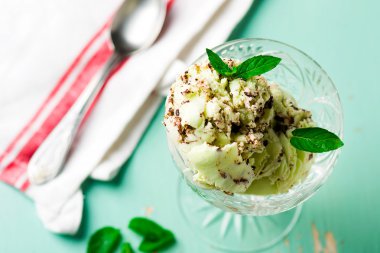 Naneli ve çikolatalı dondurma.