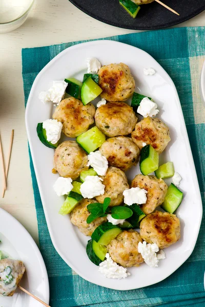 Greek chicken meatballs — Stock Photo, Image