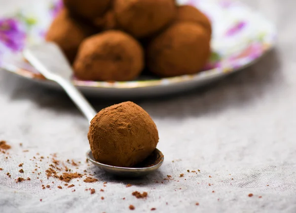 Trufas de chocolate caseras — Foto de Stock