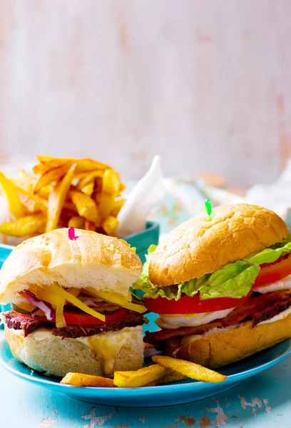Сэндвич с ростбифом и овощами — стоковое фото