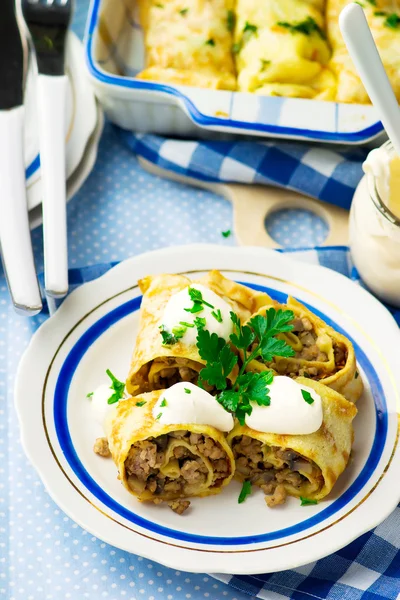 Tortitas con carne molida y champiñones — Foto de Stock