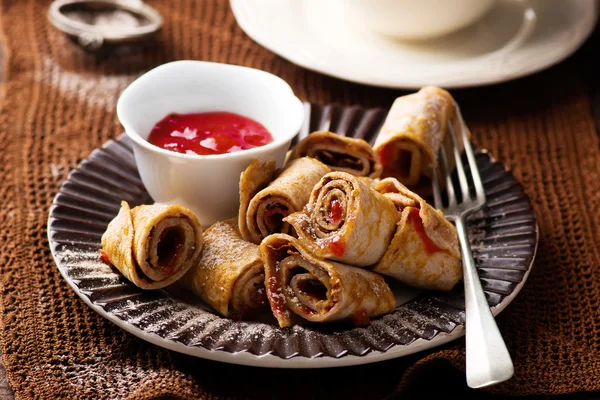 Panqueques cerebrales con mermelada de ciruela — Foto de Stock