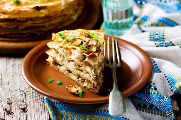 Blinis pie z grzybów — Zdjęcie stockowe