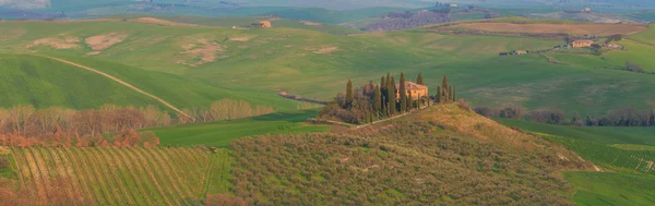 Glooiende heuvels in Toscane, Italië — Stockfoto