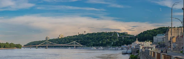Vista Del Puente Parkovy Sobre Dniéper Kiev Ucrania — Foto de Stock