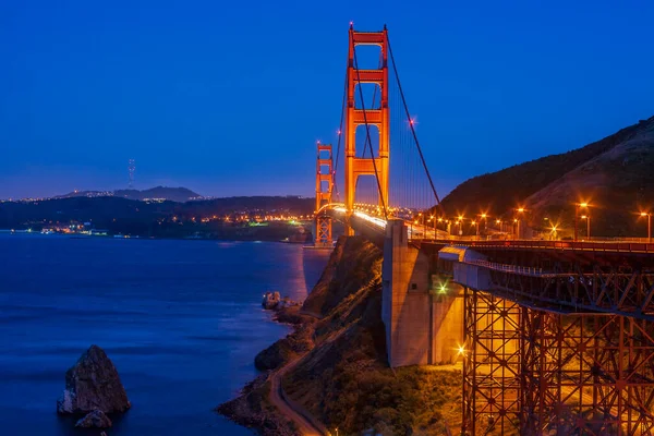 Nachtansicht Der Golden Gate Bridge Usa — Stockfoto