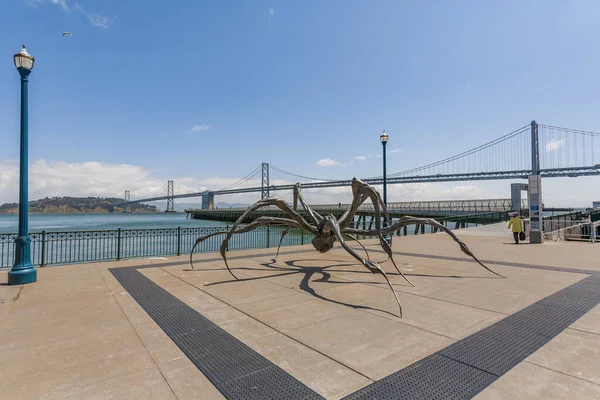 Eine Statue Der Riesigen Hockenden Spinne Wasser San Francisco — Stockfoto