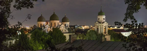 Widok Nocy Klasztoru Wniebowstąpienia Kijów Ukraina — Zdjęcie stockowe