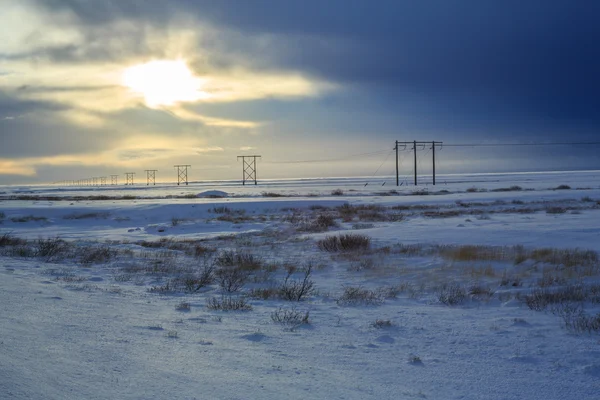 Linea elettrica in Islanda — Foto Stock