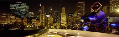 Downtown chicago at night clipart