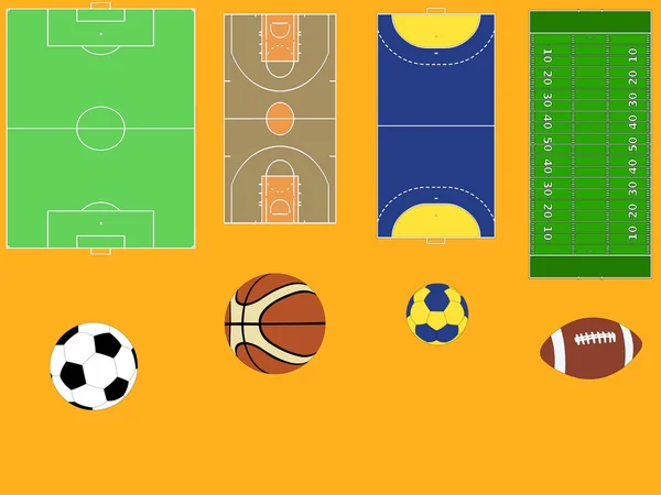 Bolas, campos y cancha — Vector de stock