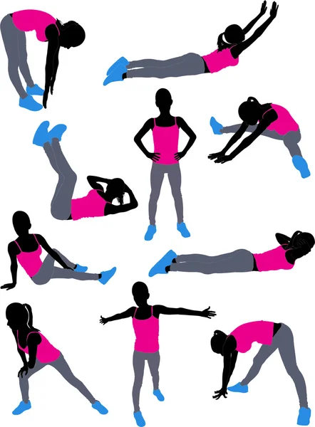 Entrenamiento de mujer — Vector de stock