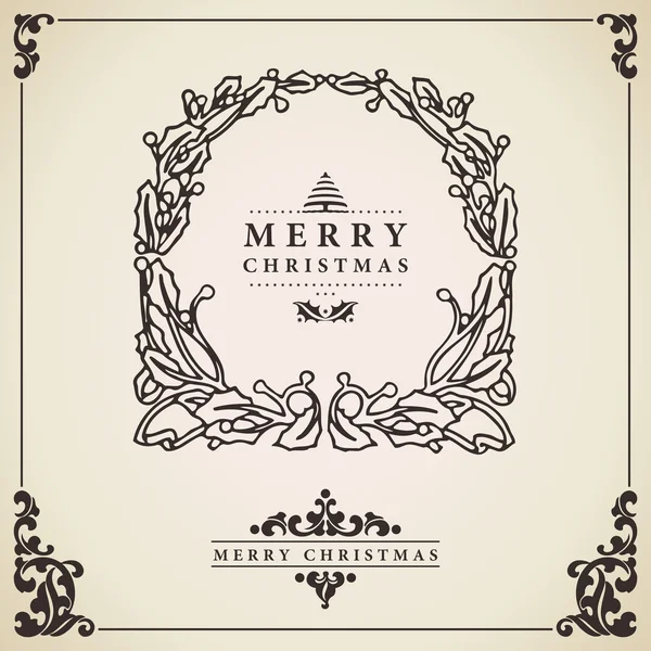 Christmas wreath card vector. — Stock Vector