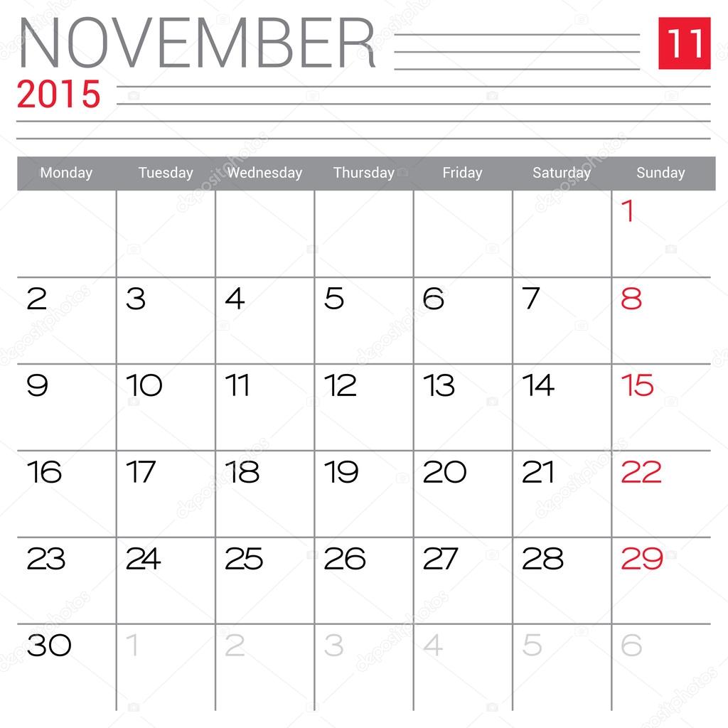 November 2015 calendar