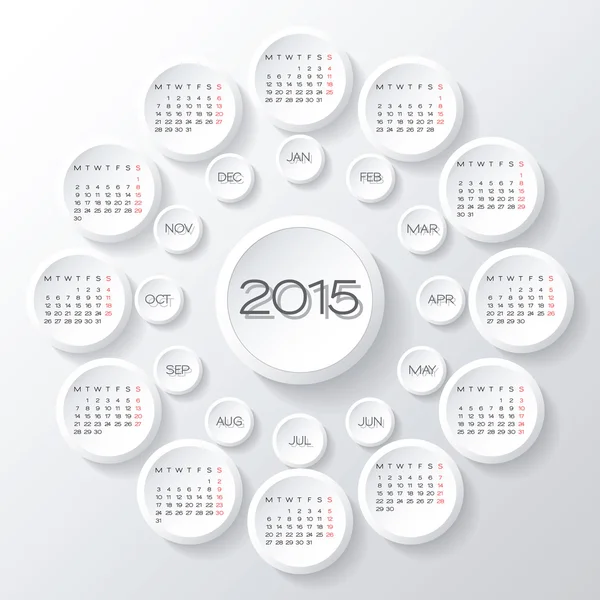 Calendario 2015 vettoriale desing — Vettoriale Stock