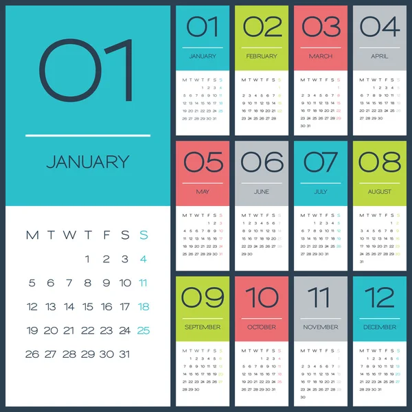 Calendario 2015 plantilla de diseño de vectores — Vector de stock