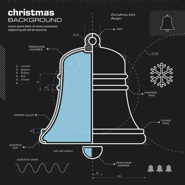Christmas bell design vector background — Stock Vector
