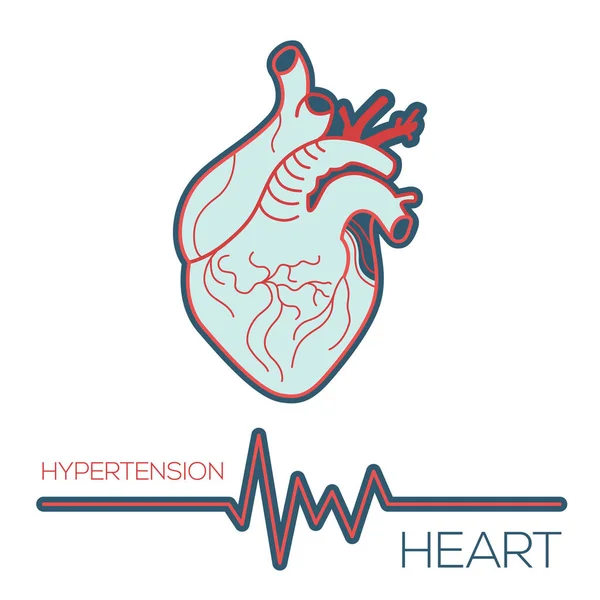 Hjärttatuering Alla Hjärtans Kärlekens Vykort Blodhypertoni Medicinsk Abstrakt Vektor Illustration — Stock vektor