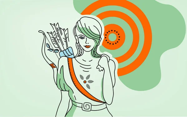 Znaki Zodiaku Konstelacje Strzelec Kreskówka Ilustracja Archer Dziewczyna Łuku Strzały — Zdjęcie stockowe