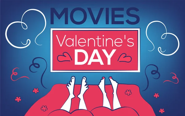 Películas Románticas San Valentín Sitio Web Página Portada Facebook Par — Vector de stock