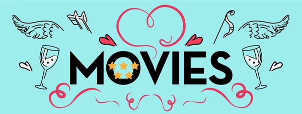 Valentines Day Romantic Movies Facebook Cover Веб Сторінка Кінотеатр Домашній — стокове фото