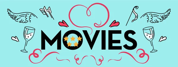 Valentines Day Romantic Movies Facebook Cover Веб Сторінка Пара Закоханих — стоковий вектор