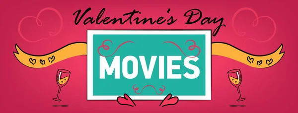 Películas Románticas San Valentín Portada Facebook Página Web Par Personas — Vector de stock