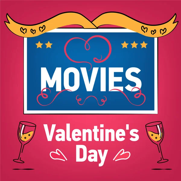 Películas Románticas San Valentín Cubierta Cuadrada Página Web Par Personas — Vector de stock