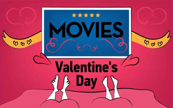 Películas Románticas San Valentín Portada Facebook Página Web Par Personas — Vector de stock