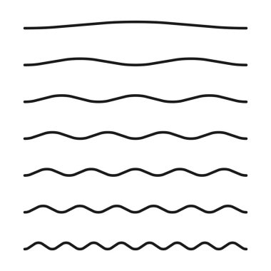 Su dalgaları ayarlandı. Deniz, okyanus ya da nehir kavramı. Vektör illüstrasyonu