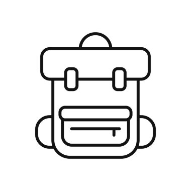 Backpack icon in linear style isolated on white background. Backpack for school or hiking. Vector illustration
