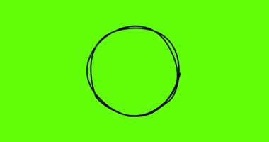 Elle çizilmiş bir dairenin çizimi. 4K animasyon. Yeşil Ekran