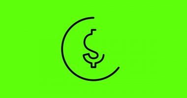 Dolar madeni para ikonu. Animasyon. Yeşil ekran. 4K