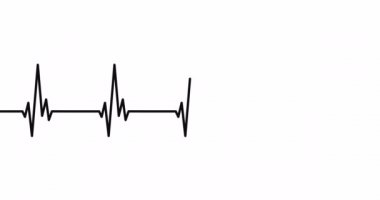 Kalp atışı çizgi animasyonu. Kalp atışı, kalp atış hızı veya kardiyogram konsepti. EKG. Alfa chanel. 4K