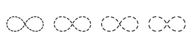 Infinity icons set isolated on white background. Repetitions or unlimited cycling. Vector illustration