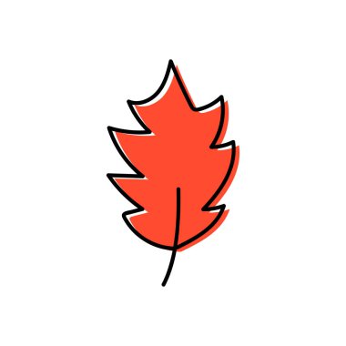 El yapımı sonbahar yaprağı beyaz arka planda izole edilmiş. Vektör illüstrasyonu