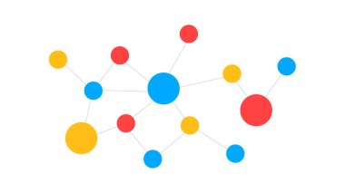 Sosyal ağ şeması. Ağ bağlantısı. İşbirliği, iletişim ya da bağlantı konsepti. Vektör illüstrasyonu