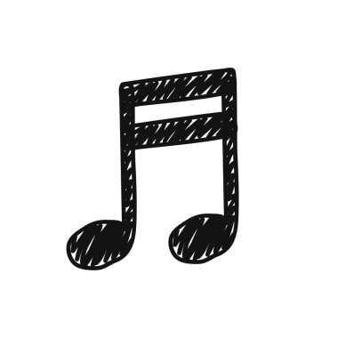 Beyaz arka planda izole edilmiş elle çizilmiş bir nota. Şarkı, melodi ya da müzik konsepti. Doodle tarzı. Vektör illüstrasyonu