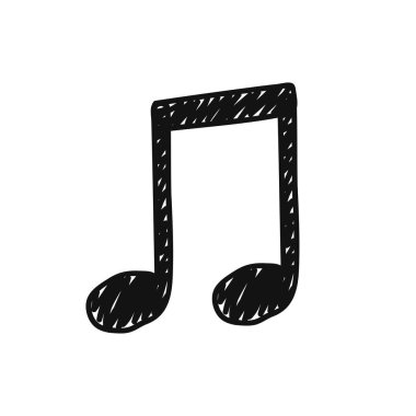 Beyaz arka planda izole edilmiş elle çizilmiş bir nota. Şarkı, melodi ya da müzik konsepti. Doodle tarzı. Vektör illüstrasyonu